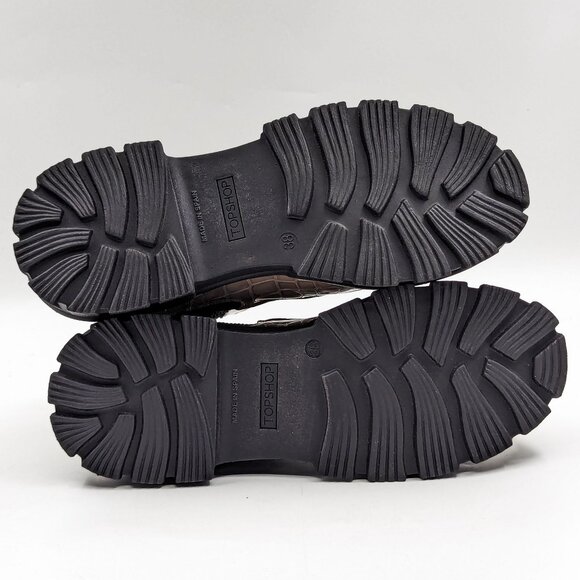 Topshop Women Alpha Patent Leather Croc Print Chelsea Platform Boots 7US EUR38 - Picture 7 of 11